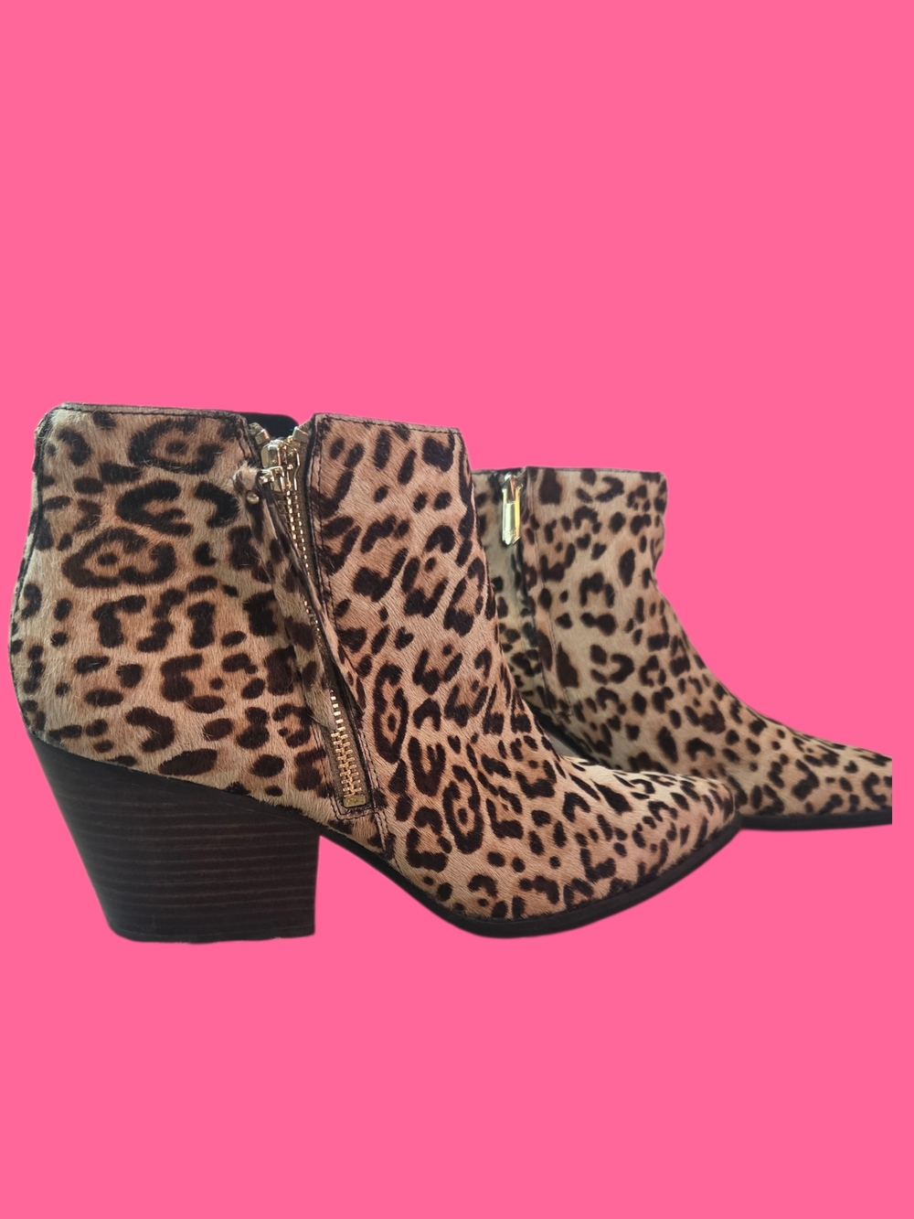 Sam Edelman Leopard Print Women's Ankle Booties with Side Zip